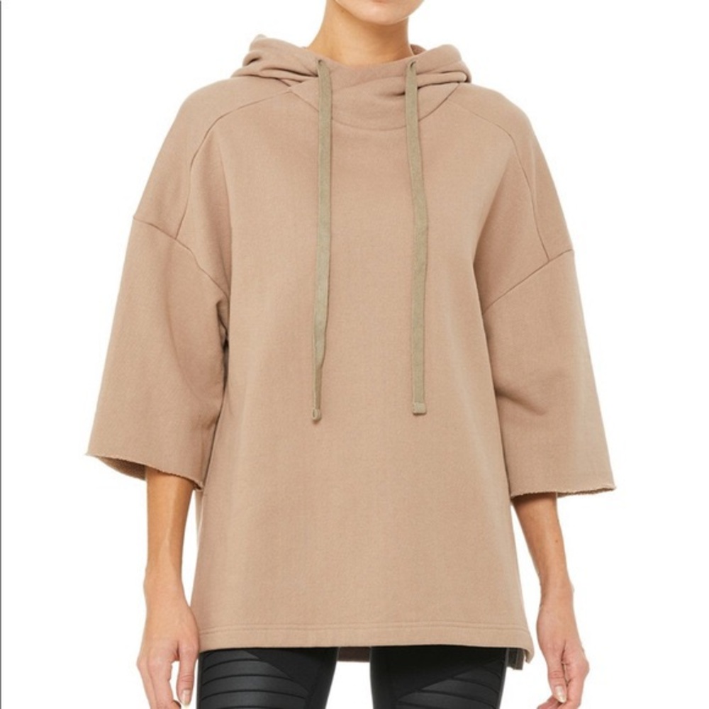 Alo Falls short sleeve hoodie (gravel)